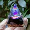 Crystal Pyramid Ornament with Crushed Stone Resin for Home or Office Decor