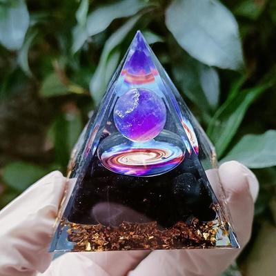 Crystal Pyramid Ornament with Crushed Stone Resin for Home or Office Decor