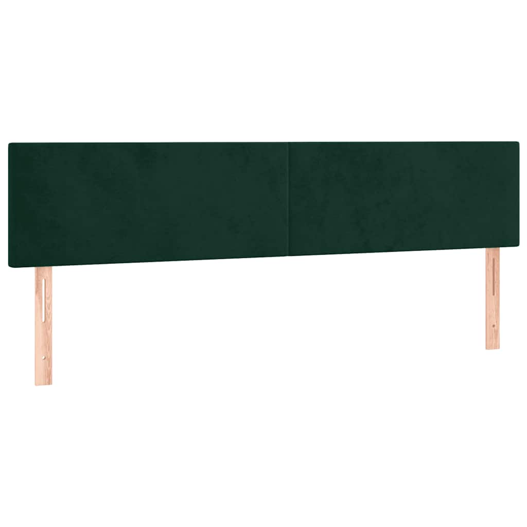Box Spring Bed with Mattress & LED Dark Green 200x200 cm Velvet