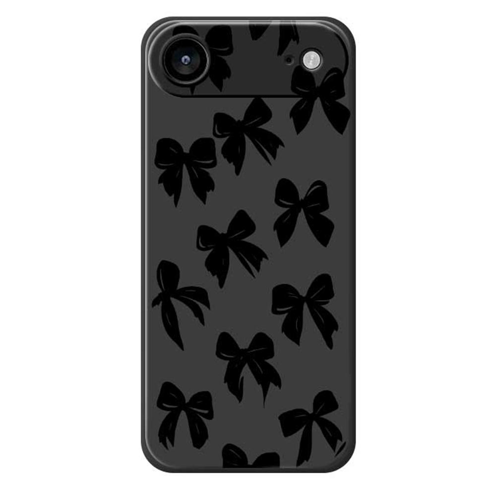 For iPhone 17 Air Case Black Bow Pattern Printing Straight Edge TPU Phone Back Cover