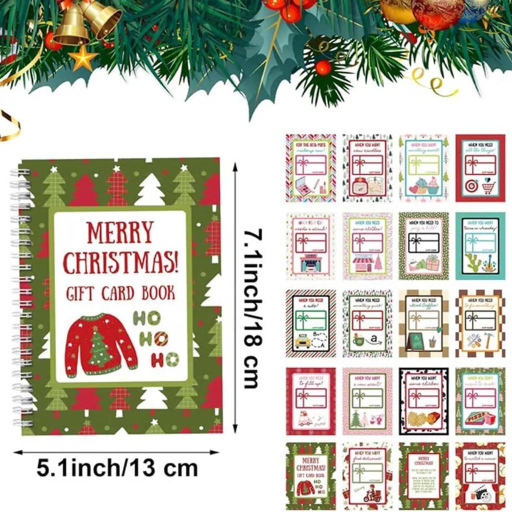 Merry Christmas! Gift Card Book, 5x7 Color Spiral-Bound Merry Christmas Gift Card Book, DIY Personalized Xmas Gifts for Family, Friends, Students