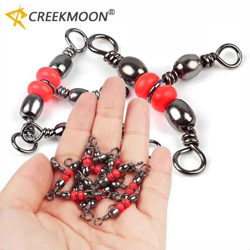 

20 Piece Red Bead Three-way Swivel T-shaped Connector Fishing Accessory Octagonal Ring Fishing Small Accessory 14x16 long 19mm