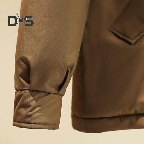 Casaco de inverno feminino com capuz peludo, mangas compridas, acolchoado, cordão, bolsos na cintura, casaco de algodão, fecho de zíper, comprimento médio, cor sólida, à prova de vento, casaco quente