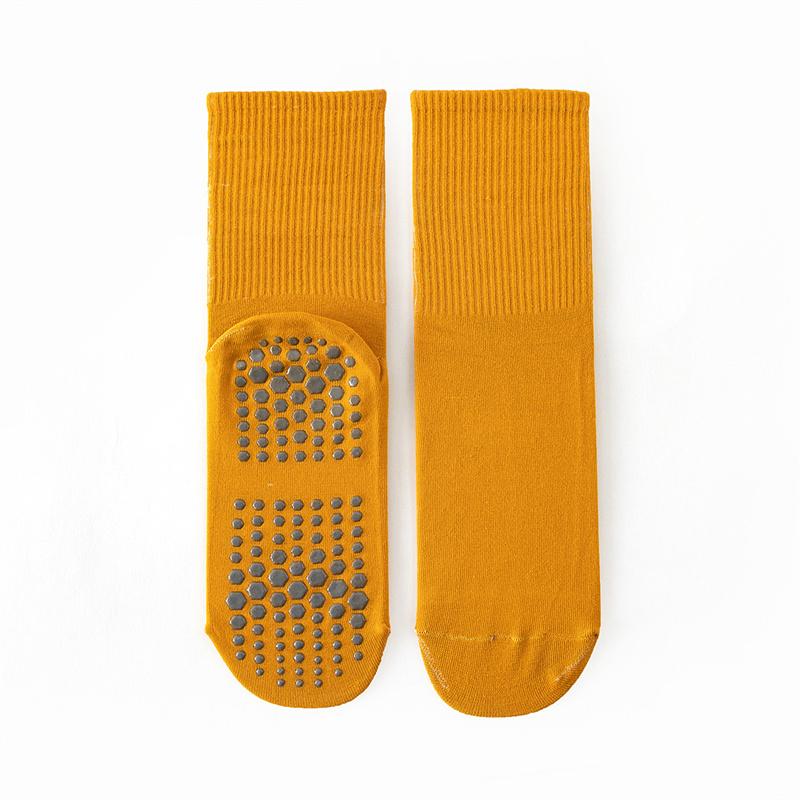 

Шкарпетки для йоги. Дитячі одноколірні шкарпетки середнього розміру. Силіконові протиковзкі професійні шкарпетки для пілатесу. Спортивні шкарпетки. жовтий