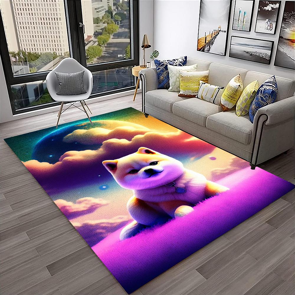 Süßer Hund Samojede, Chihuahua, Zwergspitz, Husky Cartoon Teppich für Zuhause Wohnzimmer Schlafzimmer Sofa Fußmatte Dekoration, Kinder Rutschfest