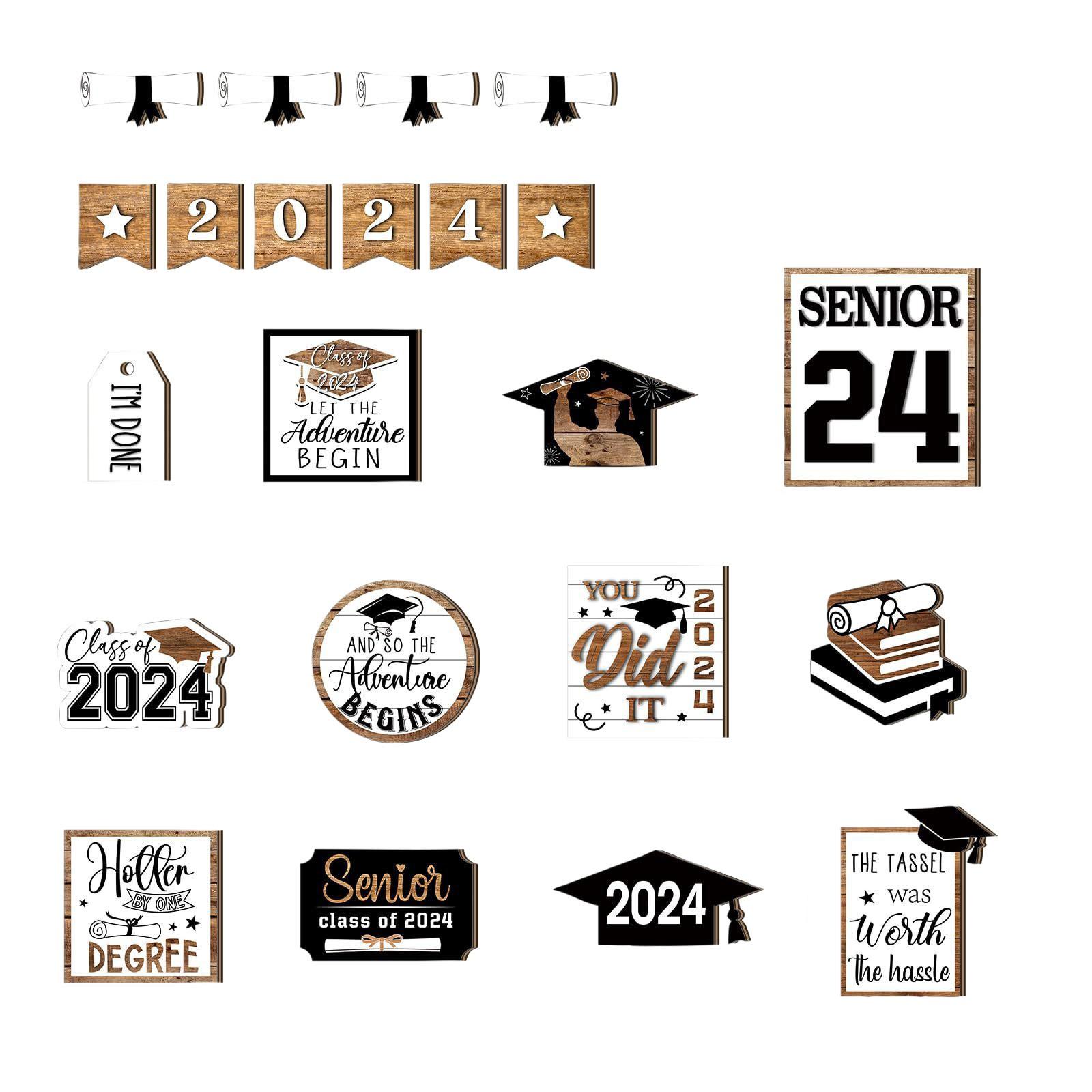 

2024 Выпускной сезон Многослойный набор украшений для подноса Выпускной подарок Деревянные украшения для поделок One Size