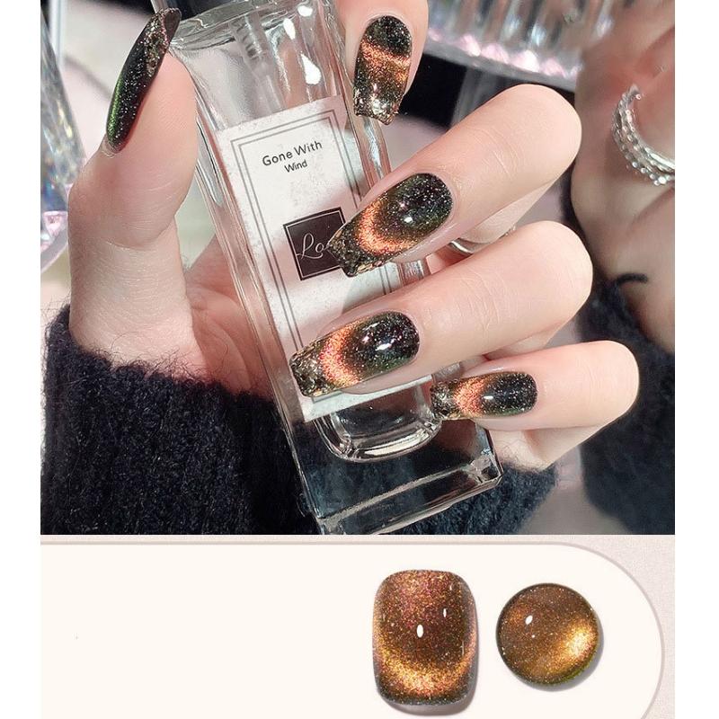 Nail Gel Polish 8ml Nail Polish Small Light Bulb Crystal Cat's Eye Glue Set Manicure Ice Transparent Aurora Flash Nail Polish Glue