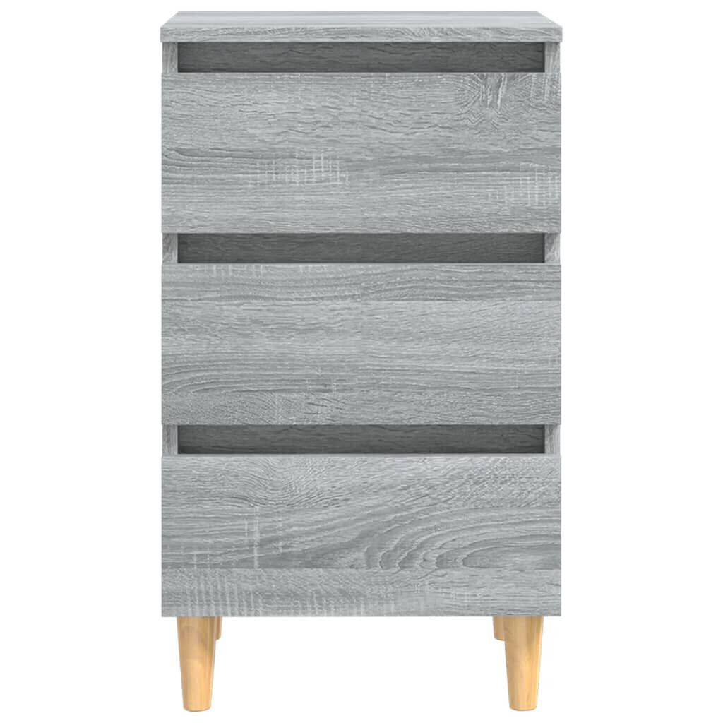 Schlichter Nachttisch mit Schubladen, Massivholzbeinen, 3-stufige Schubladenaufbewahrung, 40x35x69 cm