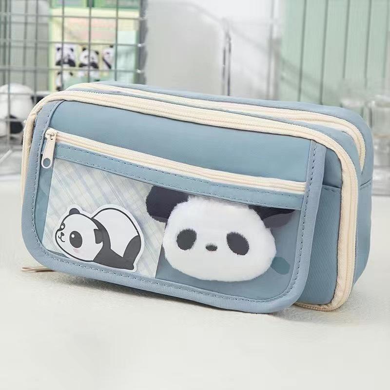 1PC Large-Capacity Flip-Top Cartoon Multi-Functional Transparent Student Stationery Pencil Case (Without Decorations)