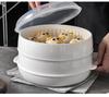 Dual-Layer Microwave Steamer: Food-Grade Water-Add Container with Thickened Tray & Grid