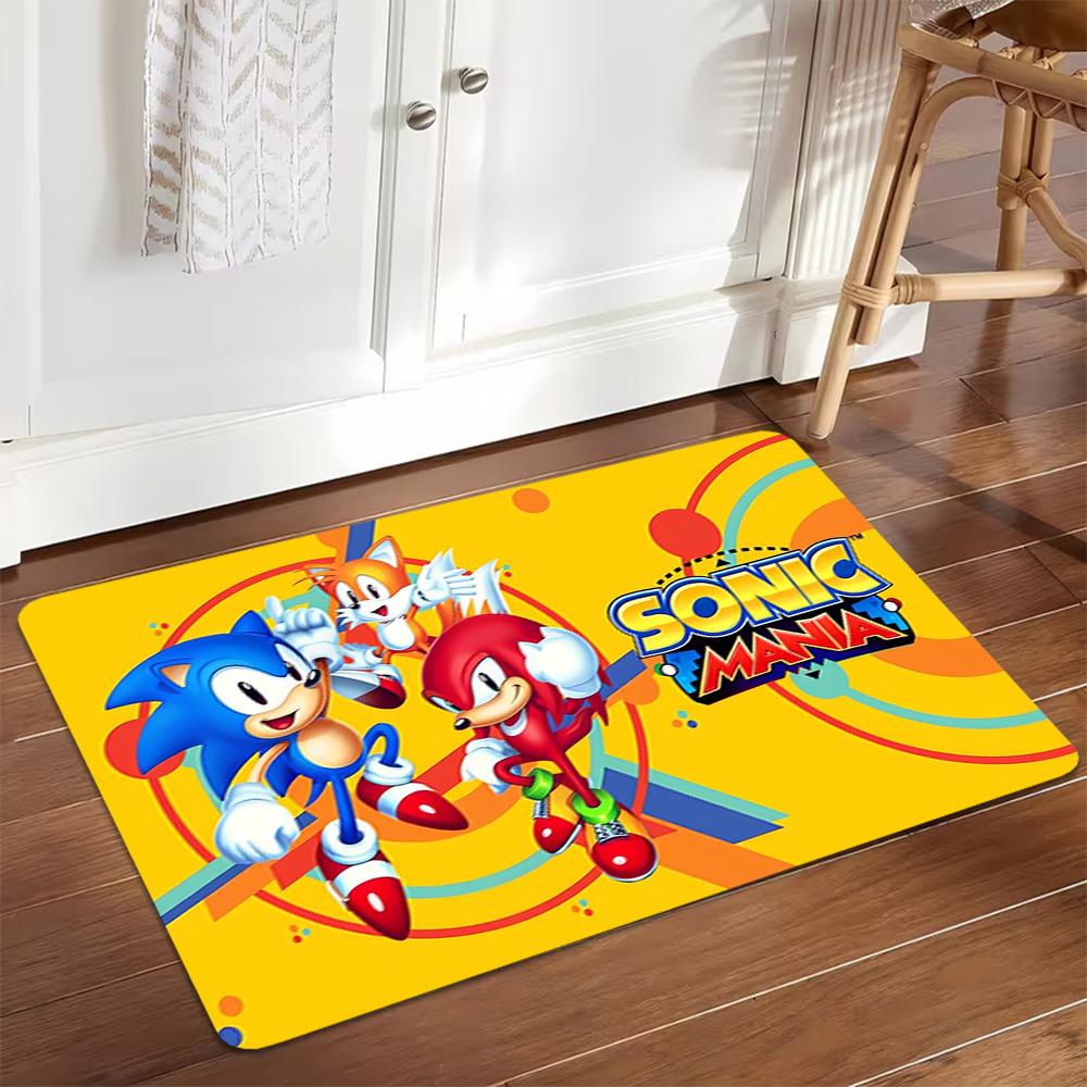 Sonic The Hedgehog Group Decoration,Carpet,Living Room,Bedroom, Non-slip,Square rug
