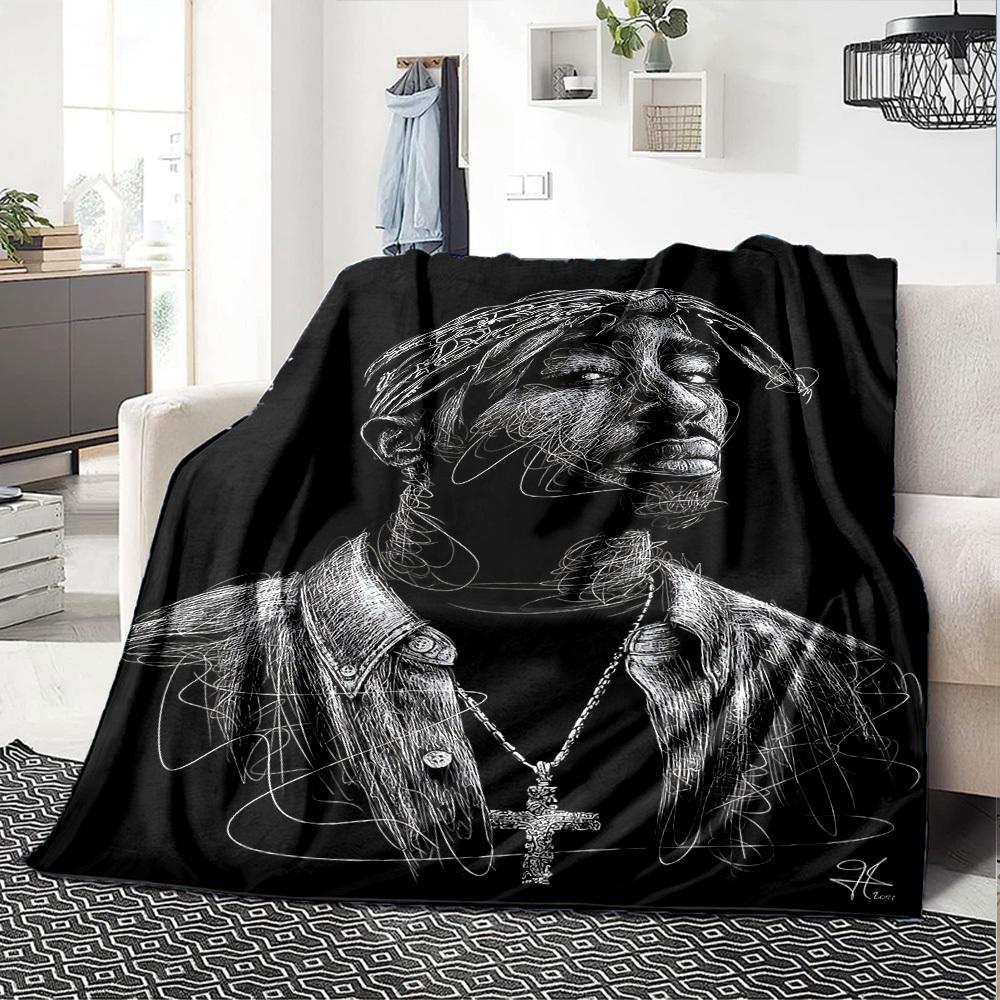1pc Tupac Shakur Sketch Soft Warm Throw for Home, Office, Trave, All-Season Cozy Bedding Gift, Office Cozy Accessory1069