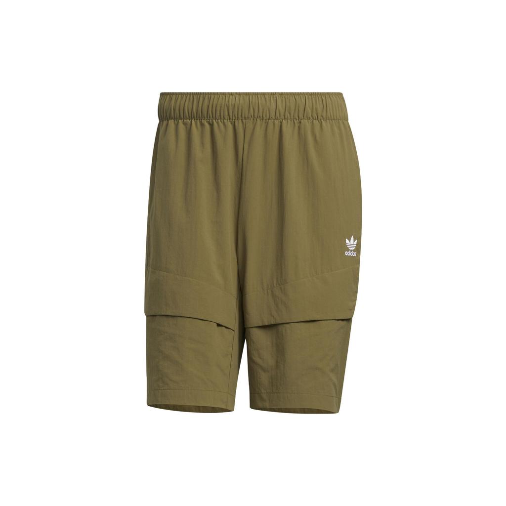 Adidas Solid Color Logo Print Elastic Straight Leg Shorts Men Shorts Olive-Green HM8036