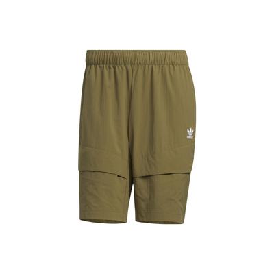 Solid Color Logo Print Elastic Straight Leg Shorts Men Shorts Olive-Green HM8036