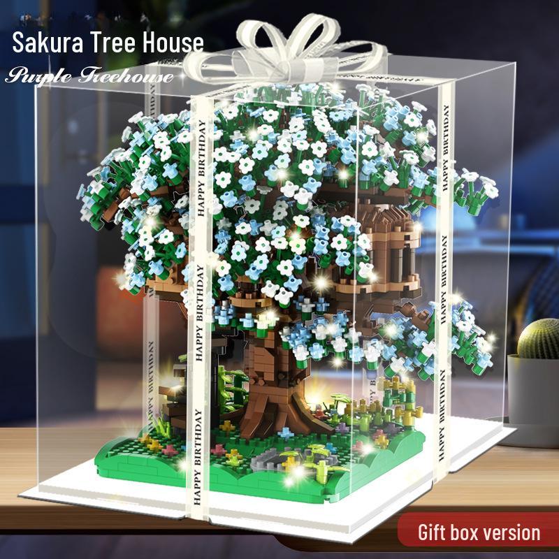 Compatible Purple Cherry Blossom Tree House for Lego with Castle Bouquet, Assembly Toys for Kids, Gift & Exquisite Ornament