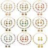 SSeeSY Custom Design Jewelry Stainless Steel 18K Gold Plated Clover Stud Earrings Necklace Set for Engagement Party with Zircon
