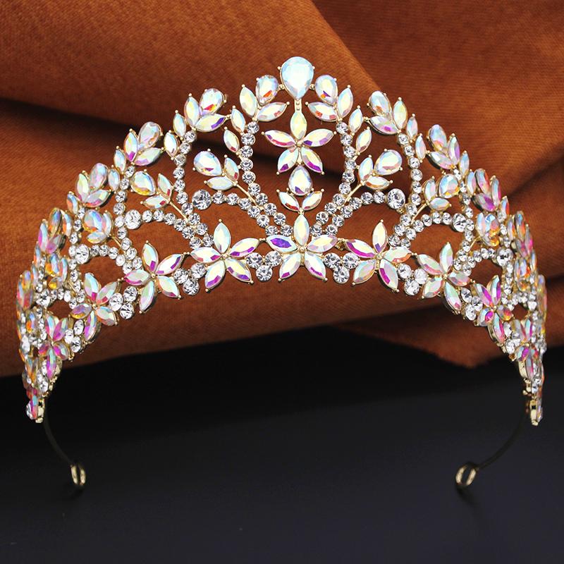 

Baroque Flower Tiaras for Women Birthday Party Bride Diadem Elegant Queen Crown Wedding Hair Jewelry Accessories