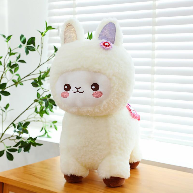 Adorable Alpaca Plump Plush Toy Companion Floral Pattern Kid Doll Birthday Gift