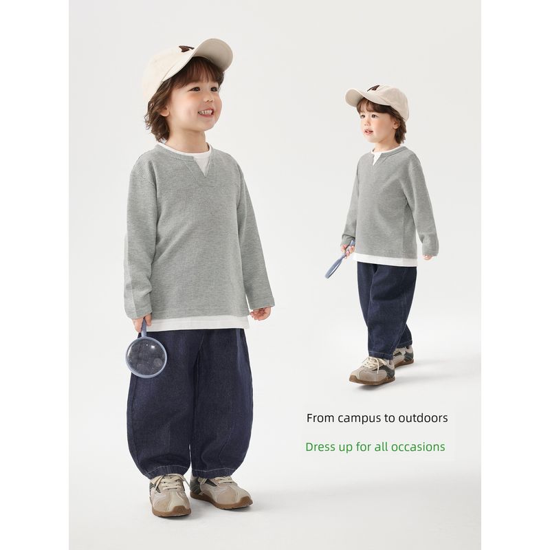 Style Boys' Versatile Long-Sleeve T-Shirt, Children's Spring and Autumn Wear, Durable Top, 2026 New Model Children's Clothing, Baby Base Layer Shirt