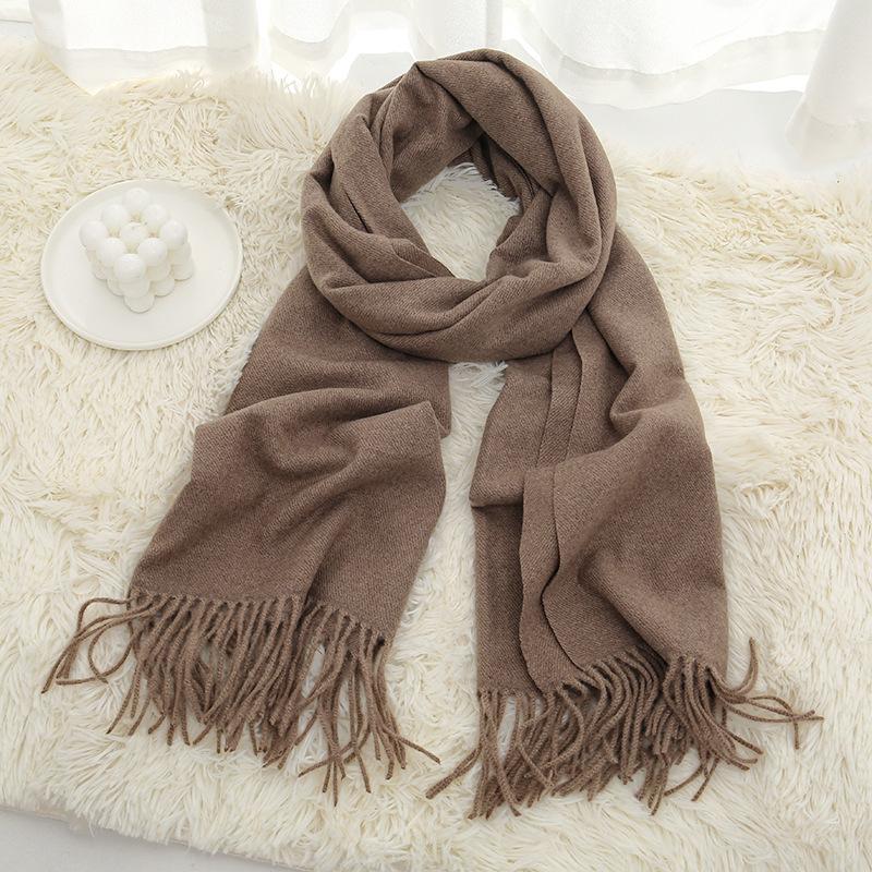New solid color Maillard autumn and winter scarf versatile imitation cashmere scarf women's high-end warm scarf shawl