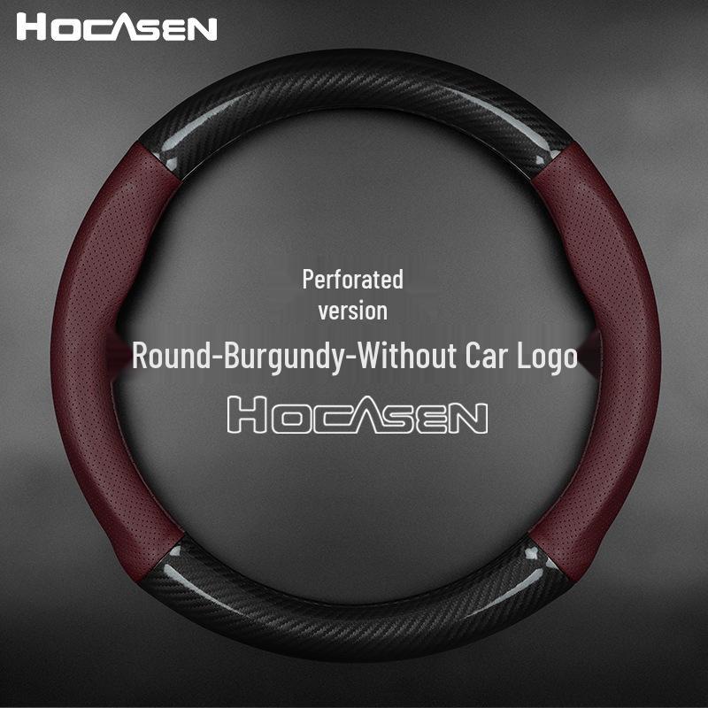 Carbon Fiber Genuine Leather Steering Wheel Cover for Mercedes-Benz C200, GLA200, GLK300, and E-Class