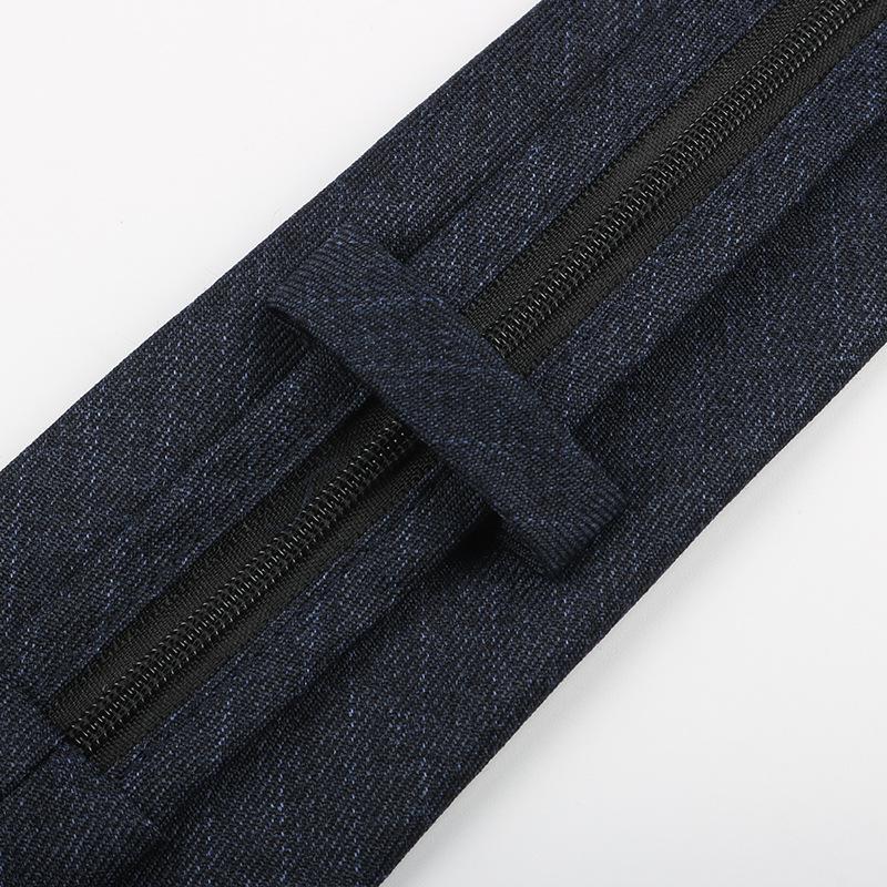 Men'S Tie Easy-Pull Zipper Dress Wedding British Style Blue Gray Knot-Free Hand Tie