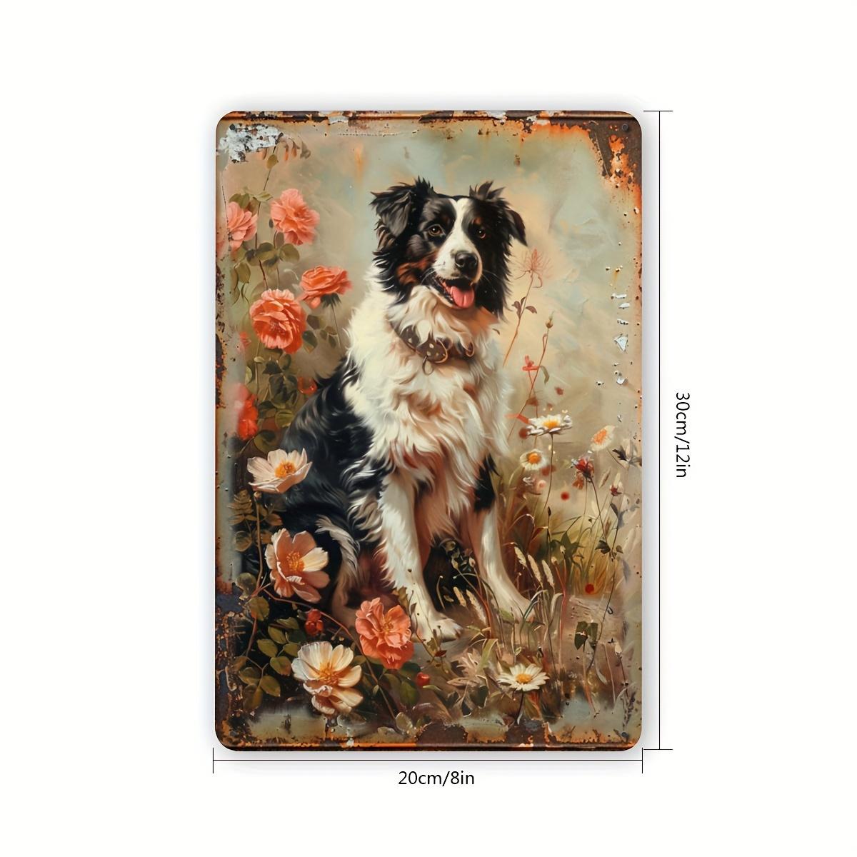 

x Inch Vintage Floral Dog Iron Sign Rustic Style Home Garden Gym Bar Cafe 20x30cm（7.8x11.8inch）