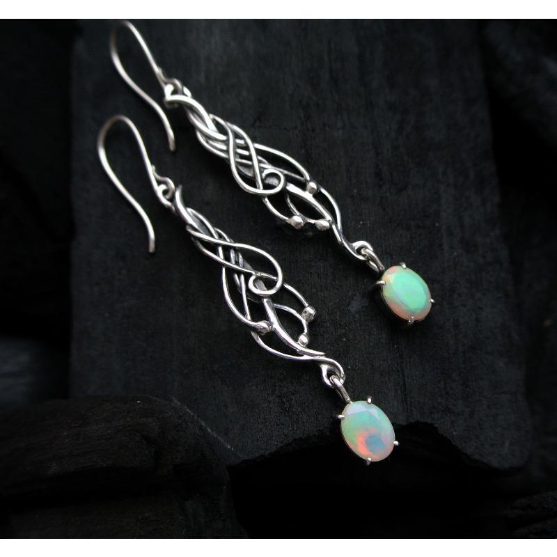 Classical  Silver Color Flower Round Simple Green Stone Earrings for Women Dangle Jewelry