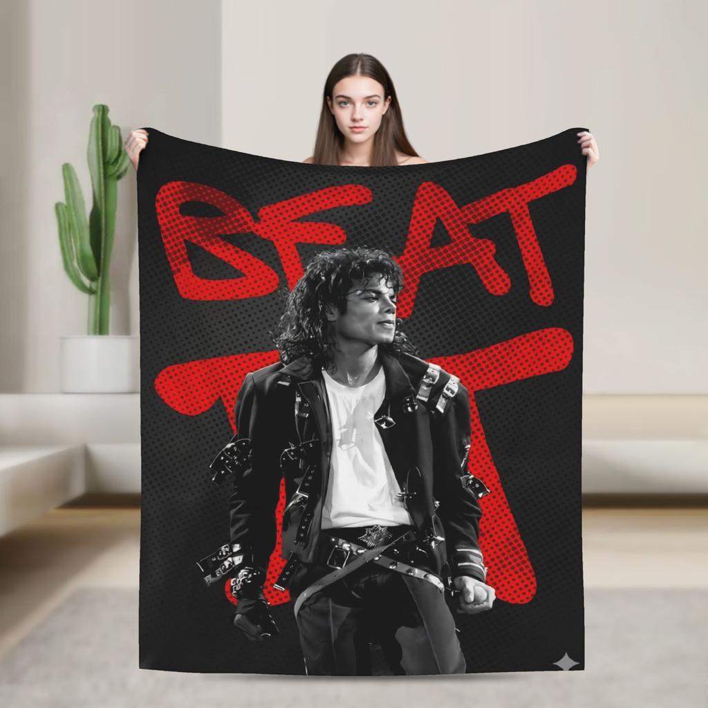 Michaels Jacksons Bad 1988 Pop Music Blanket Flannel  Winter  Lightweight Throw Blankets for Sofa Travel Plush Thin Quilt