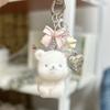 Cartoon Cute 3D Flocking Bear Backpack Keychain For Mobile Phone Earphone Camera Chain Jewelry Making Couple Gifts Ornaments