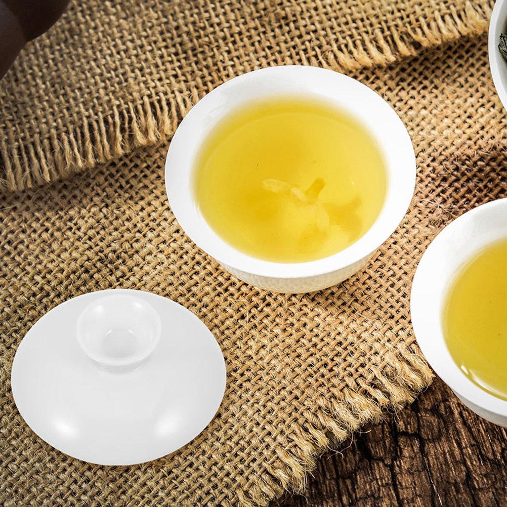 White Ceramic Tea Cup Lid 3 Inch Universal Size for Teacups Mugs Coffee Cups Temperature Retaining Drink Cover Tea Ware