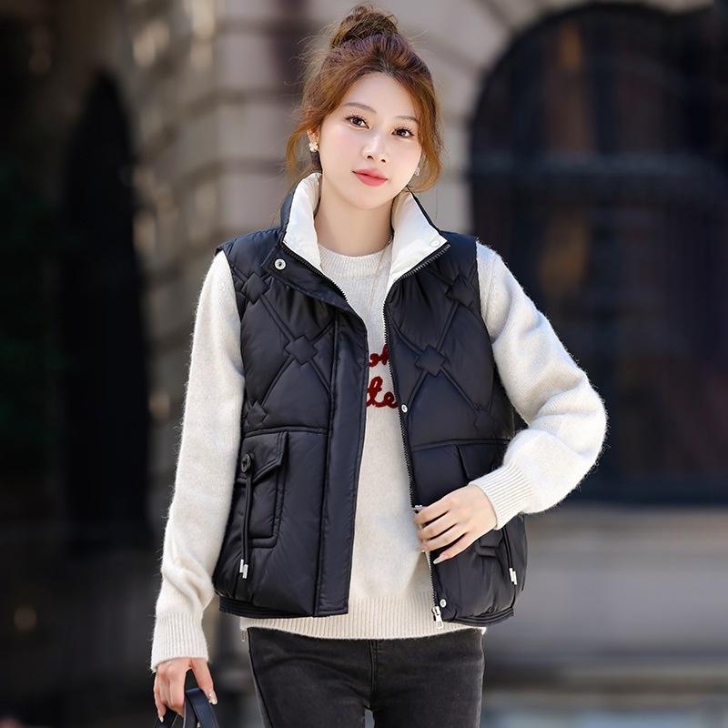 

Winter new cotton vest vest women s short stand-up collar down cotton clothes vest female student cotton vest cotton clothes XXL чёрный