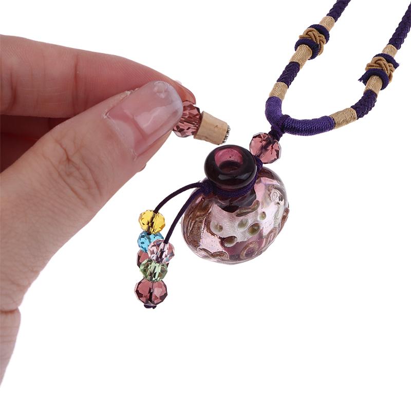 Barock Glas Parfümflasche Halskette Hängende Dekoration Tragbar Ätherische Öle Fläschchen Aroma Flasche Schmuck Auto Lufterfrischer Anhänger