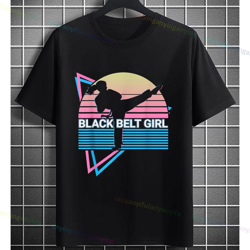Black Belt Girl Judo Karate Jiu Jitsu Taekwondo Funny Graphic Tshirt Pure Cotton Shortsleeve Casual Sports Tshirt Outdoor Wear
