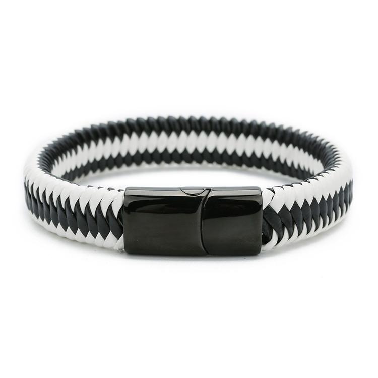 Trendy pánské šperky Červený pletený kožený náramek Černá magnetická přezka Náramky Punkový pánský náramek na zápěstí Pulsera Hombre Velkoobchod