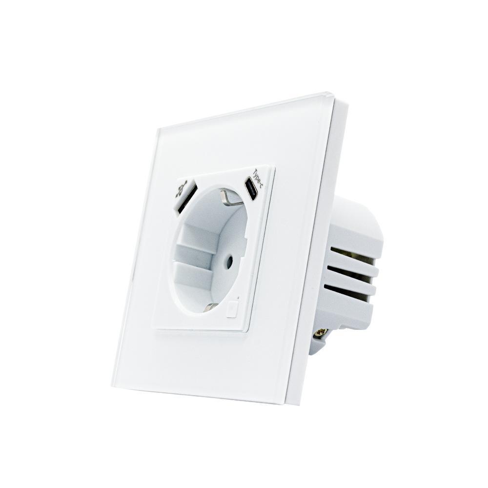 Tuya Type-C WiFi Smart Wall Socket Power Monitor USB EU Plug Outlet APP Wireless Remote Control Work With Alexa Google Home