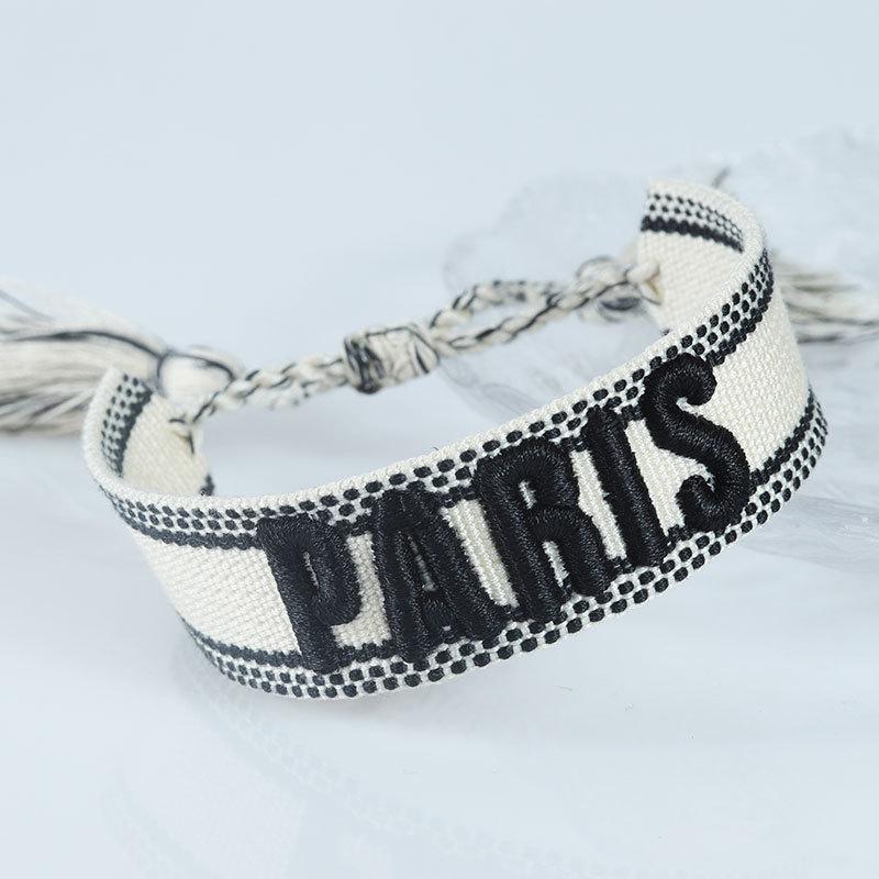 

Eiffel Tower Cross-Stitch Ethnic Wristband - Paris Olympics Souvenir Bracelet
