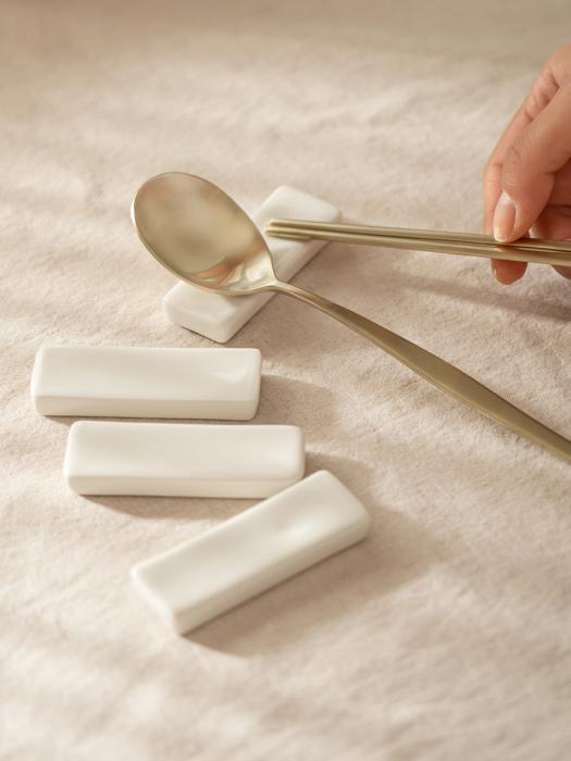 DECOVIEW [4P Set] White Porcelain Spoon Rest 4p SET