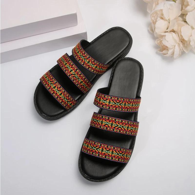 Camouflage Tape Buckle Casual Flat Thick Sole Slippers Women Open Toe Platform Sandals Summer Outdoor Vacation Shoes Unisex