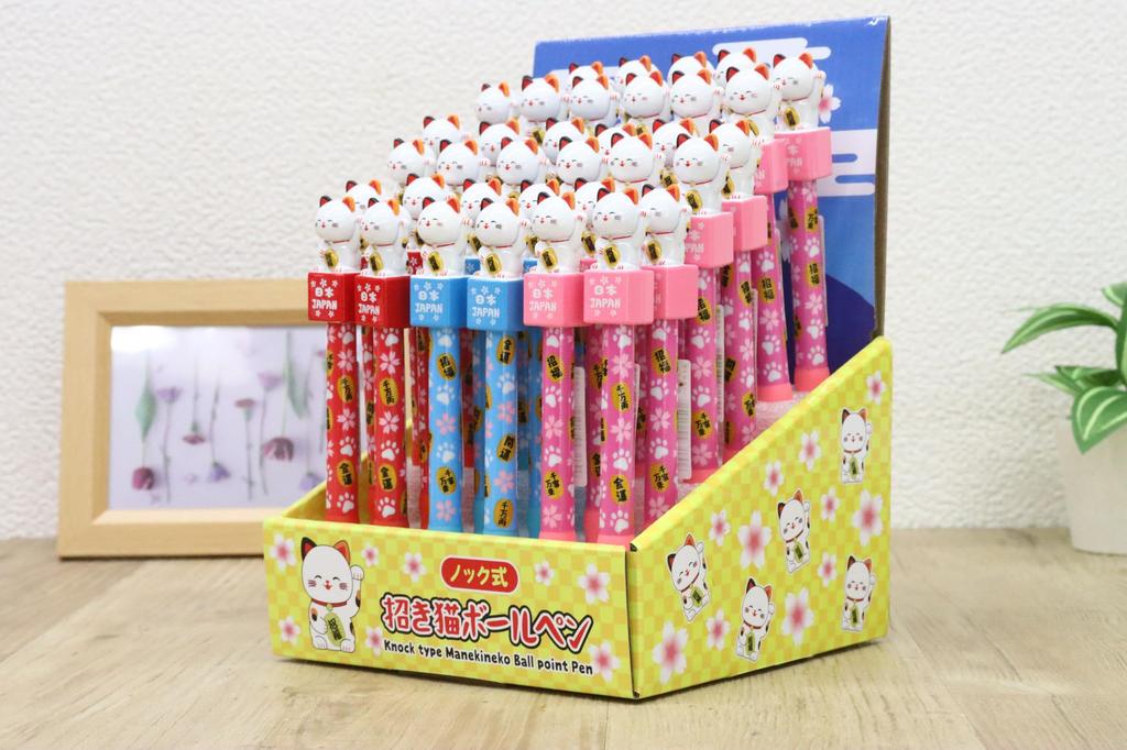 Castle Enterprise Ballpoint a Great Japanese Souvenir for Foreigners Knock-Style Maneki-neko Pens, 36-Piece Set,