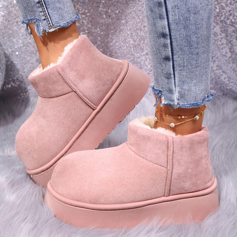 Fashion Women's Winter Warm Plush Snow Boots Thick Bottom Slip On Cotton Padded Shoes Woman 2025 New Non Slip Platform Ankle Botas Mujer