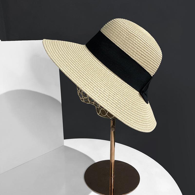 Style Versatile Hat Straw Woven Sweet Bow Elegant 6 Color Hatscaps Fisherman
