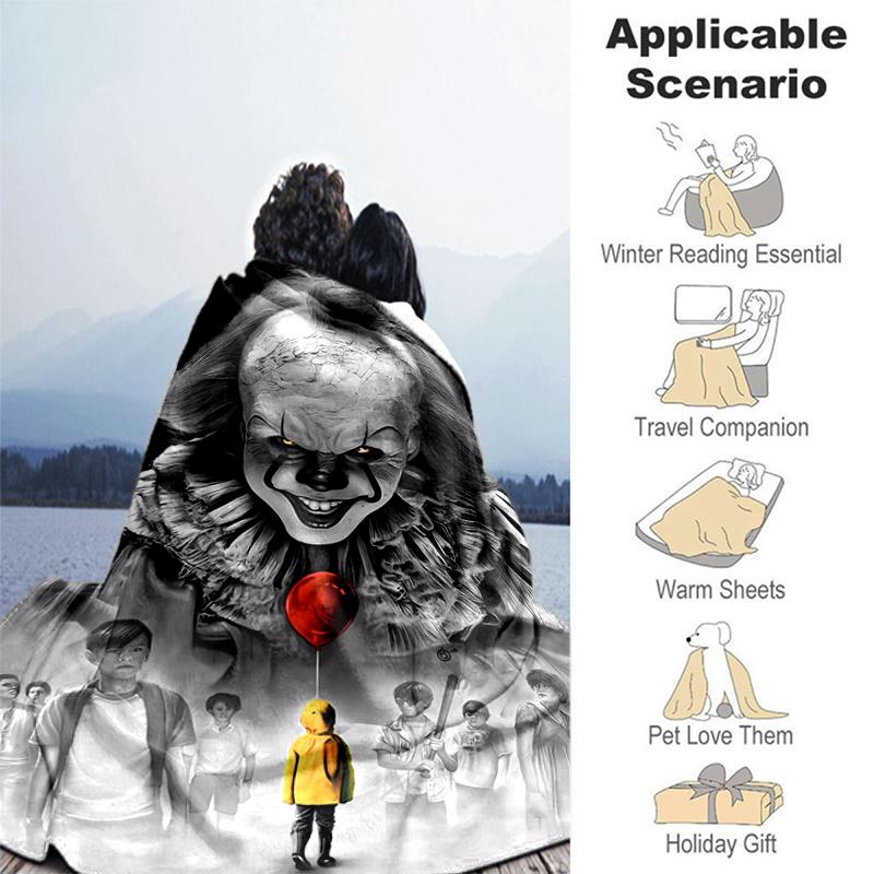 1pc Blanket Pennywise the Dancing Clown1 Print Design, Lightweight Blanket for Sofa, Bed- Soft &Warm, Gift for All Seasons Like Christmas, Halloween
