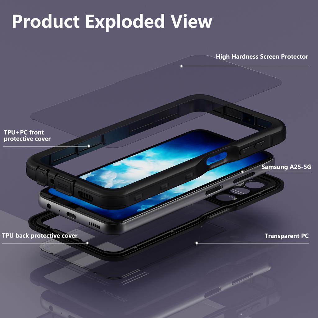 REDPEPPER A Series For Samsung Galaxy A25 5G (Global) (161.0 X 76.5 X 8.3mm) Anti-Drop Case Built-in Screen Protector IP68 Underwater Phone Cover