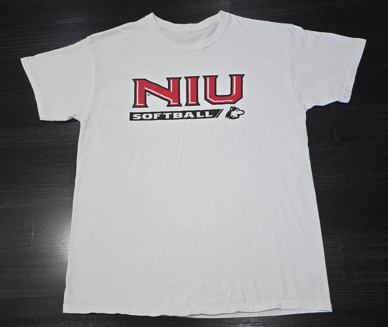 Northern Illinois University NIU Huskies Softball 100% Cotton T-shirt Mens Tees Top Mens Size L White NCAA 2XL