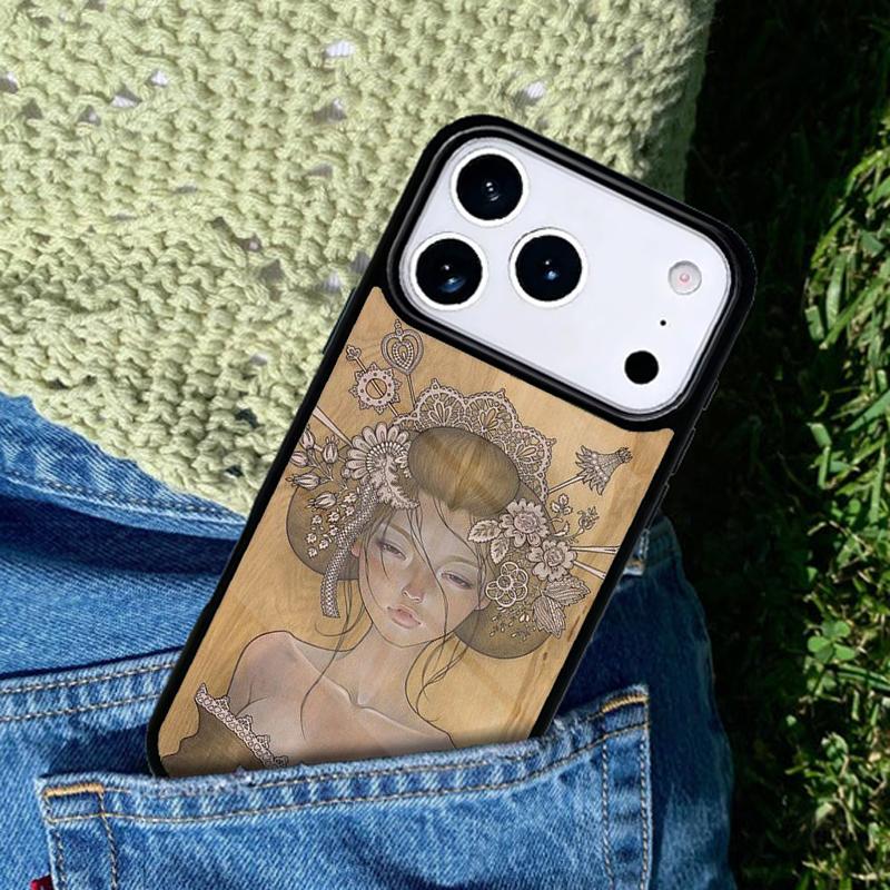 Japanese Geisha Phone Case For iPhone 17 AIR 16 Pro Max 15 14 Pro 11 12 13 Shockproof Silicone Cover