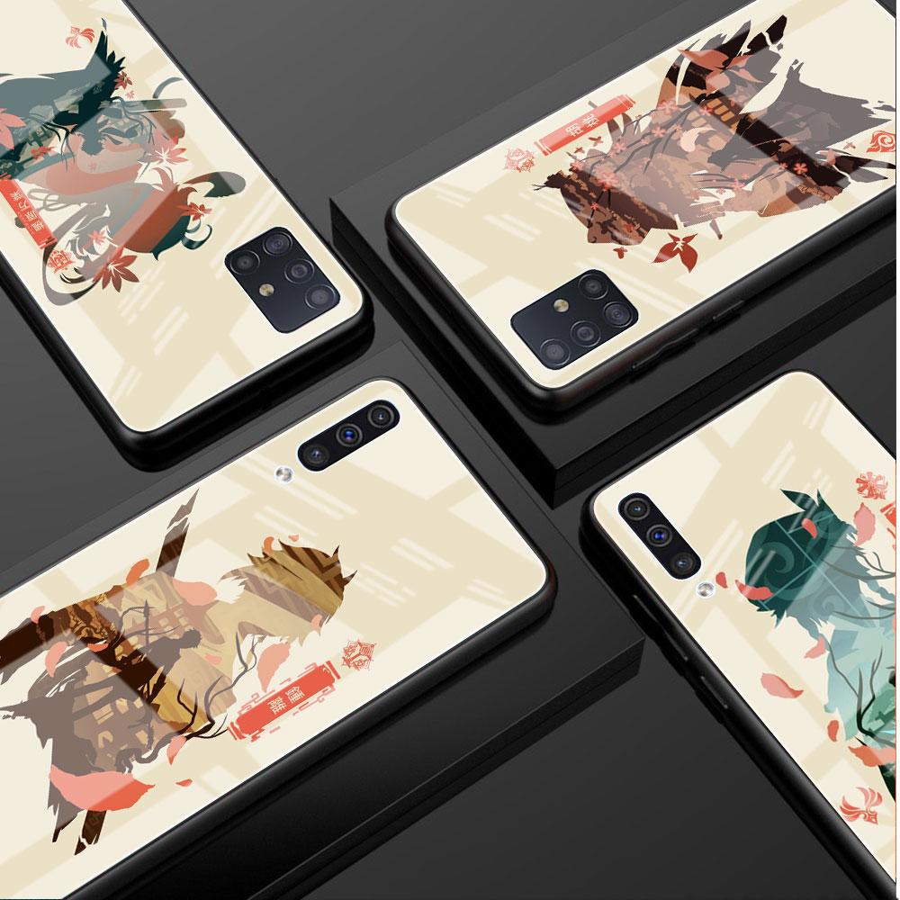 Anime Genshin Impact Niedliche Glashülle für Samsung Galaxy A52 A71 A50 A51 A70 A21s A31 A72 A10 A12 A30 A22 5G Handyhülle