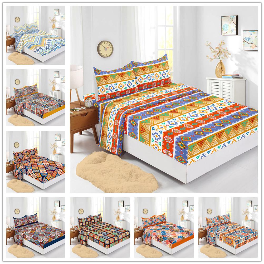 Four-Piece Mattress Digital Printing Mattress Protective Cover Bedding Bohemian