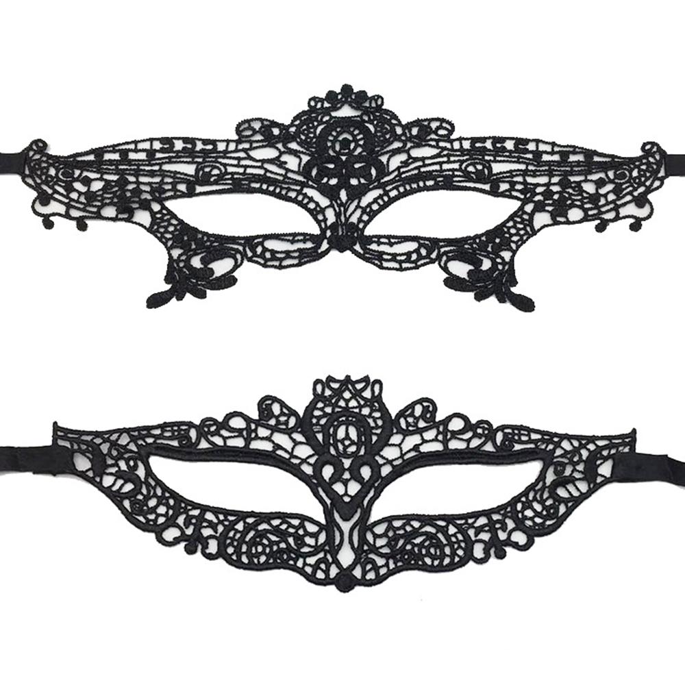 2PCS Halloween Makeup Ball Half Face Lace Mask