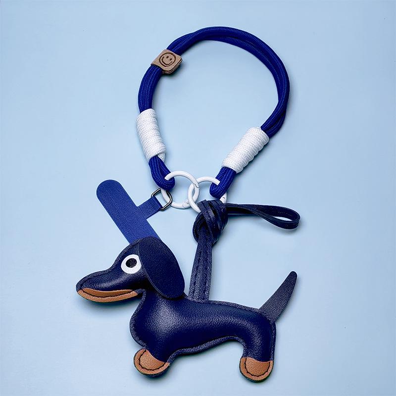 Breloc Piele Teckel Pui & Șnur Telefon